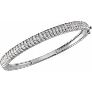 14K White Gold 1 3/8 CTW Lab-Grown Diamond Bangle 7" Bracelet