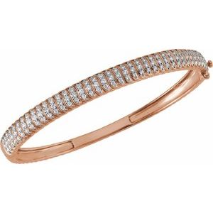 14K Rose Gold 1 3/8 CTW Lab-Grown Diamond Bangle 7" Bracelet