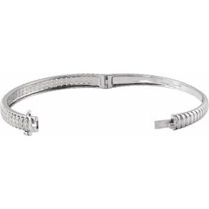 14K White Gold 1 3/8 CTW Lab-Grown Diamond Bangle 7" Bracelet