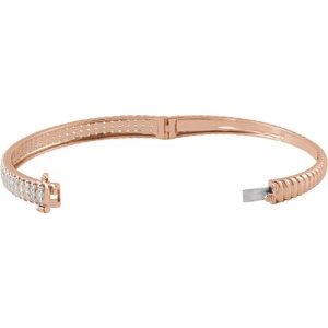14K Rose Gold 1 3/8 CTW Lab-Grown Diamond Bangle 7" Bracelet