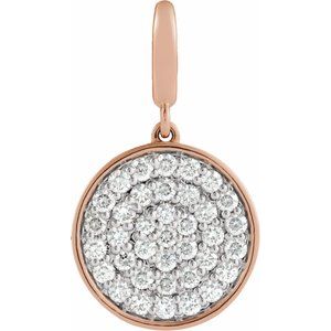 14K Rose Gold 1/2 CTW Natural Diamond Pav��-Style Disc Charm/Pendant