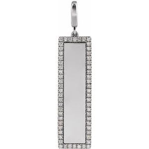 Sterling Silver Engravable 1/3 CTW Lab-Grown Diamond Bar Charm/Pendant