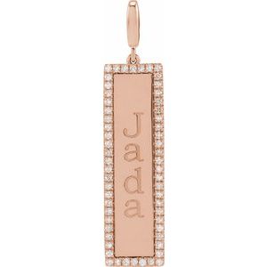 14K Rose Gold Engravable 1/3 CTW Natural Diamond Bar Charm/Pendant – image 3