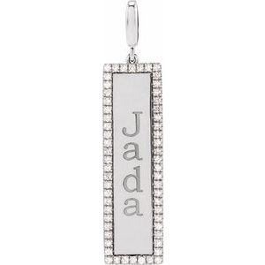Engravable Accented Bar Charm/Pendant
