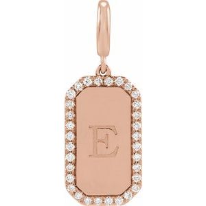 14K Rose Gold Engravable 1/6 CTW Natural Diamond Dog Tag Charm/Pendant – image 3