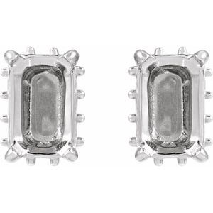 Platinum 7x5 mm Emerald Hidden Halo-Style Stud Earring Mounting – image 2