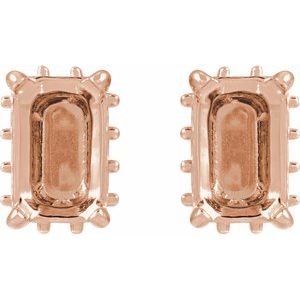14K Rose Gold 7x5 mm Emerald Hidden Halo-Style Stud Earring Mounting – image 2