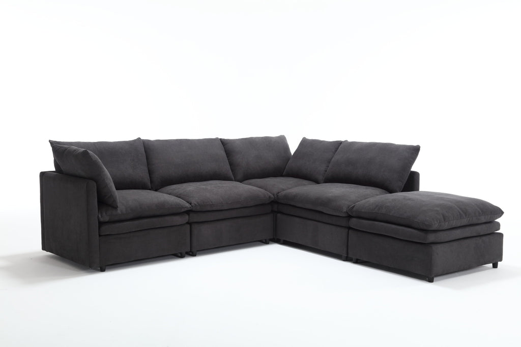 [ PACKAGING NEW UPGRADE]   [VIDEO PROVIDED]Modern U-shaped Sectional Sofa ,5-seat  Sofa ,Sleeper Sofa Couch with Chaise Lounge for Living Room,Apartment,Upholstered,Polyester,New upgrade,Dark Gray
