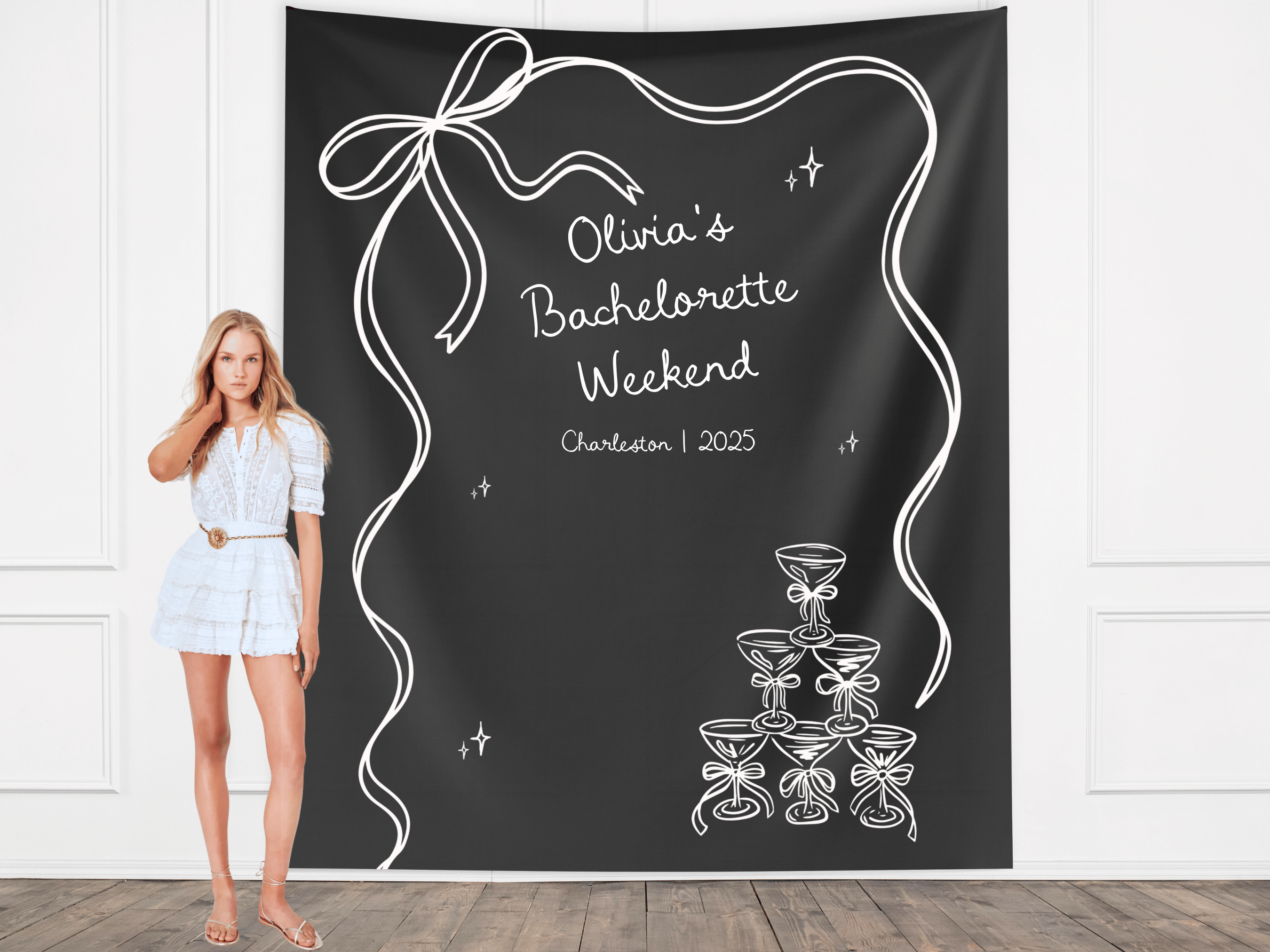 Bow & Champagne Custom Banner