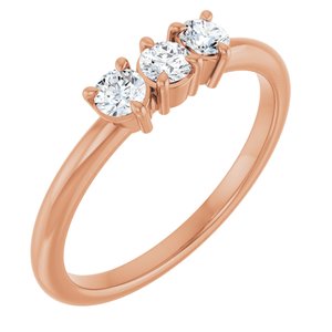 14K Rose Gold 1/4 Natural Diamond Three-Stone Ring