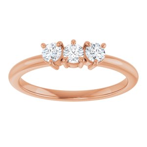 14K Rose Gold 1/4 Natural Diamond Three-Stone Ring