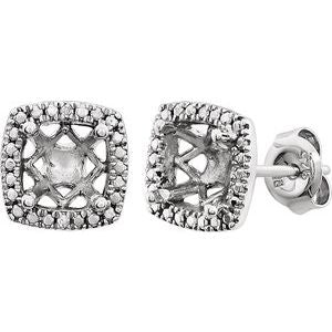 Sterling Silver .015 CTW Natural Diamond Semi-Set Earrings – image 3