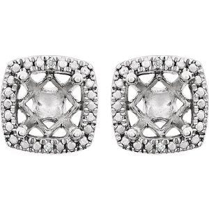 Sterling Silver .015 CTW Natural Diamond Semi-Set Earrings – image 2