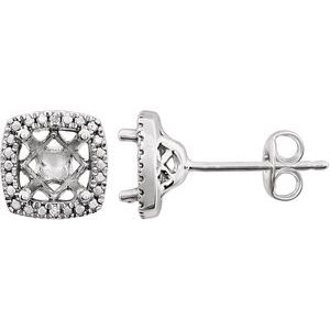 Sterling Silver .015 CTW Natural Diamond Semi-Set Earrings