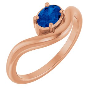 14K Rose Gold Lab-Grown Blue Sapphire Ring