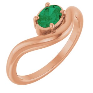 14K Rose Gold Lab-Grown Emerald Ring