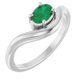 Platinum Lab-Grown Emerald Ring
