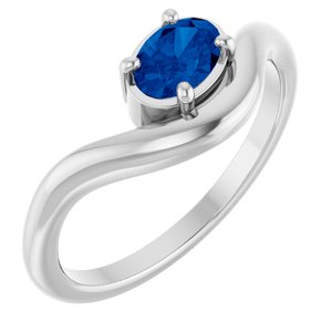 Sterling Silver Lab-Grown Blue Sapphire Ring