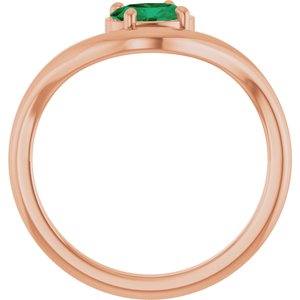 14K Rose Gold Lab-Grown Emerald Ring