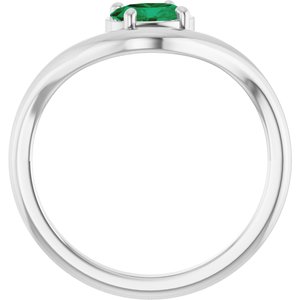 Sterling Silver Lab-Grown Emerald Ring