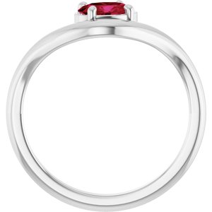 Sterling Silver Lab-Grown Ruby Ring