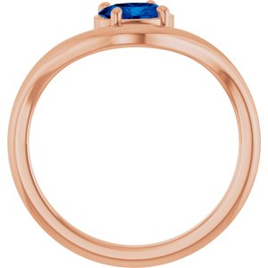 14K Rose Gold Lab-Grown Blue Sapphire Ring