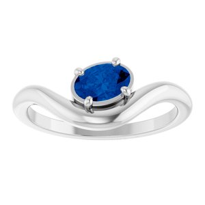 Sterling Silver Lab-Grown Blue Sapphire Ring
