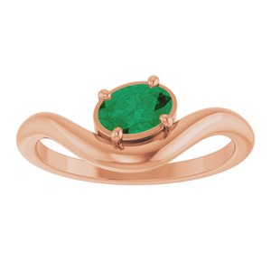 14K Rose Gold Lab-Grown Emerald Ring