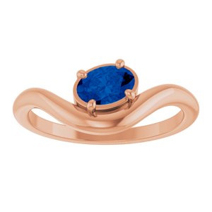 14K Rose Gold Lab-Grown Blue Sapphire Ring