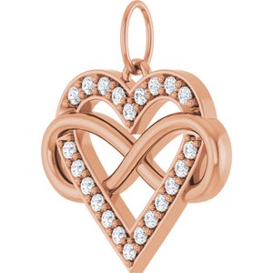 14K Rose Gold 1/6 CTW Natural Diamond Infinity-Inspired Heart Pendant