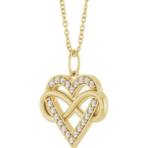 14K Yellow Gold 1/6 CTW Natural Diamond Infinity-Inspired Heart 16-18" Necklace