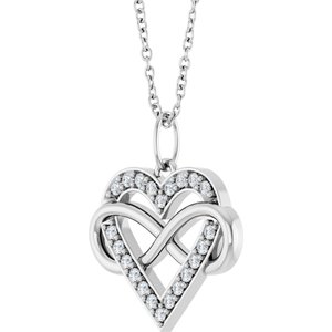 Sterling Silver 1/6 CTW Lab-Grown Diamond Infinity-Inspired Heart 16-18" Necklace