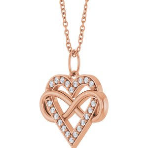 14K Rose Gold 1/6 CTW Natural Diamond Infinity-Inspired Heart 16-18" Necklace