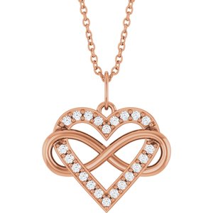 14K Rose Gold 1/6 CTW Natural Diamond Infinity-Inspired Heart 16-18" Necklace