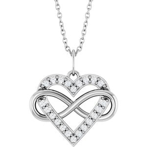 Platinum 1/6 CTW Lab-Grown Diamond Infinity-Inspired Heart 16-18" Necklace
