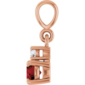 14K Rose Gold Natural Mozambique Garnet & .03 CT Natural Diamond Pendant