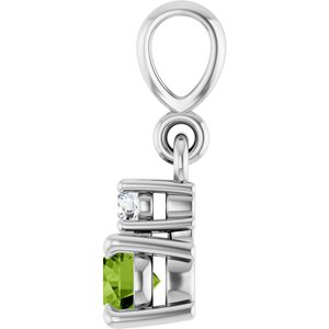 Sterling Silver Natural Peridot & .03 CT Natural Diamond Pendant