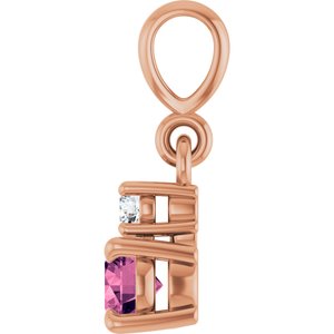 14K Rose Gold Natural Pink Tourmaline & .03 CT Natural Diamond Pendant