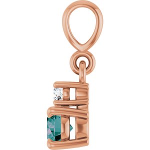 14K Rose Gold Lab-Grown Alexandrite & .03 CT Natural Diamond Pendant