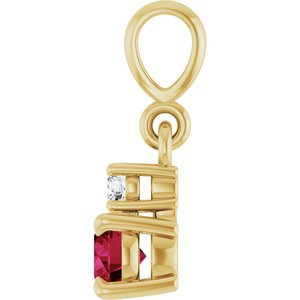 14K Yellow Gold Natural Ruby & .03 CT Natural Diamond Pendant