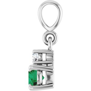 Platinum Natural Emerald & .03 CT Natural Diamond Pendant