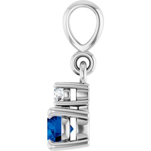 Platinum Natural Blue Sapphire & .03 CT Natural Diamond Pendant