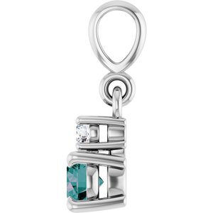 Platinum Lab-Grown Alexandrite & .03 CT Natural Diamond Pendant