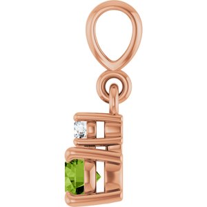14K Rose Gold Natural Peridot & .03 CT Natural Diamond Pendant