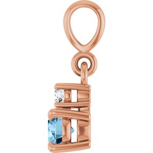 14K Rose Gold Natural Sky Blue Topaz & .03 CT Natural Diamond Pendant