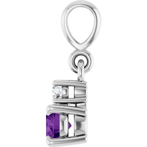 Sterling Silver Natural Amethyst & .03 CT Natural Diamond Pendant