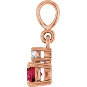 14K Rose Gold Lab-Grown Ruby & .03 CT Natural Diamond Pendant