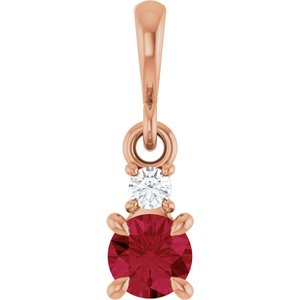 14K Rose Gold Natural Ruby & .03 CT Natural Diamond Pendant