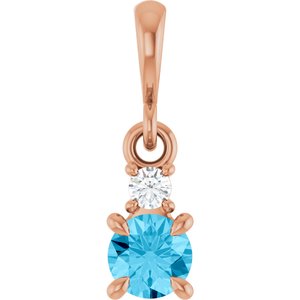 14K Rose Gold Natural Aquamarine & .03 CT Natural Diamond Pendant
