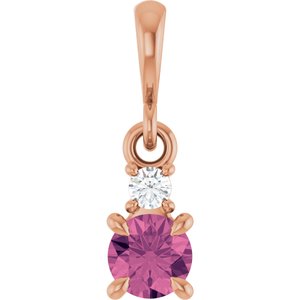 14K Rose Gold Natural Pink Tourmaline & .03 CT Natural Diamond Pendant
